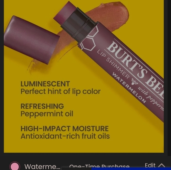 Burt's Bees Lip Shimmer Color Watermelon 132 NIB Sealed .09oz/2.55g - Picture 8 of 16